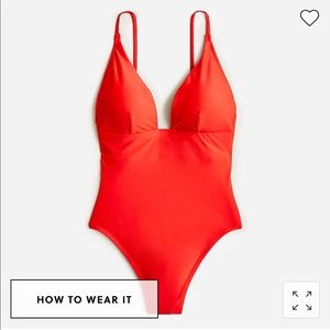 JCrew Plunge One-Piece in Bright Red, sz4